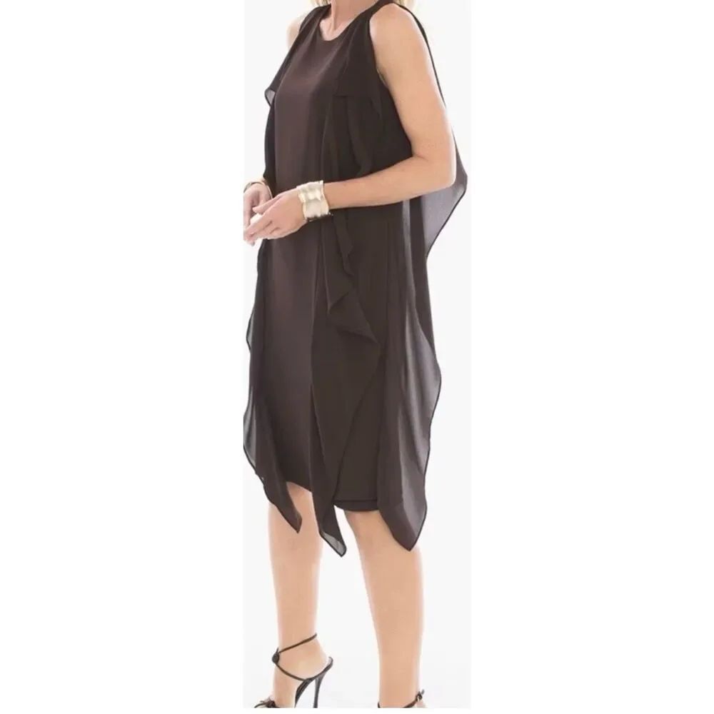 Chicos black label layered ruffled dress size 3 (XL)